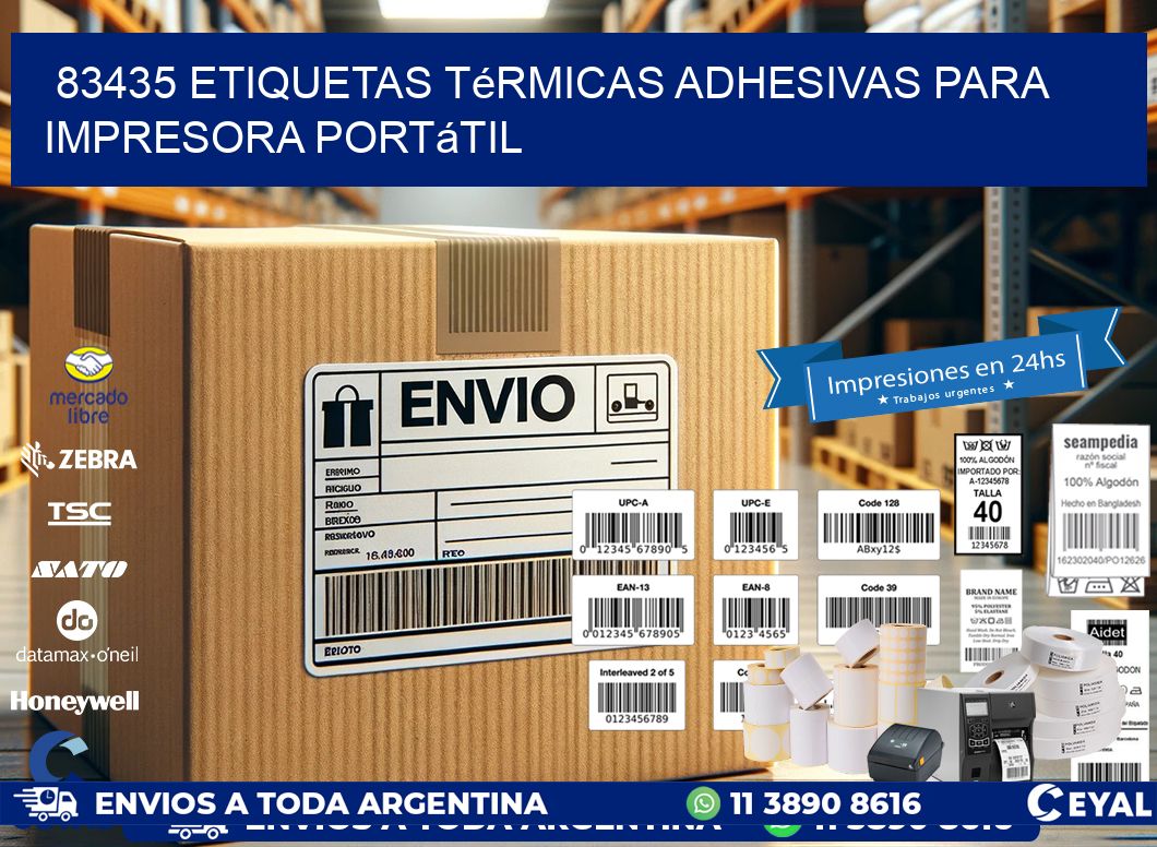 83435 etiquetas térmicas adhesivas para impresora portátil