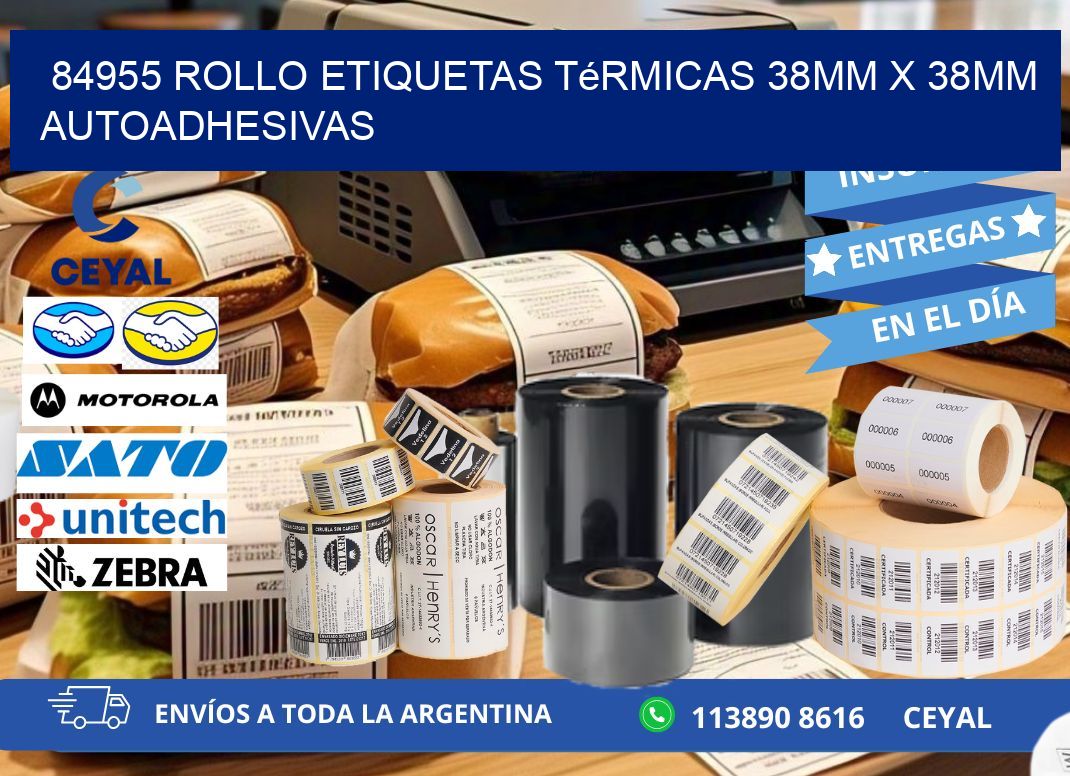 84955 Rollo Etiquetas Térmicas 38mm X 38mm Autoadhesivas
