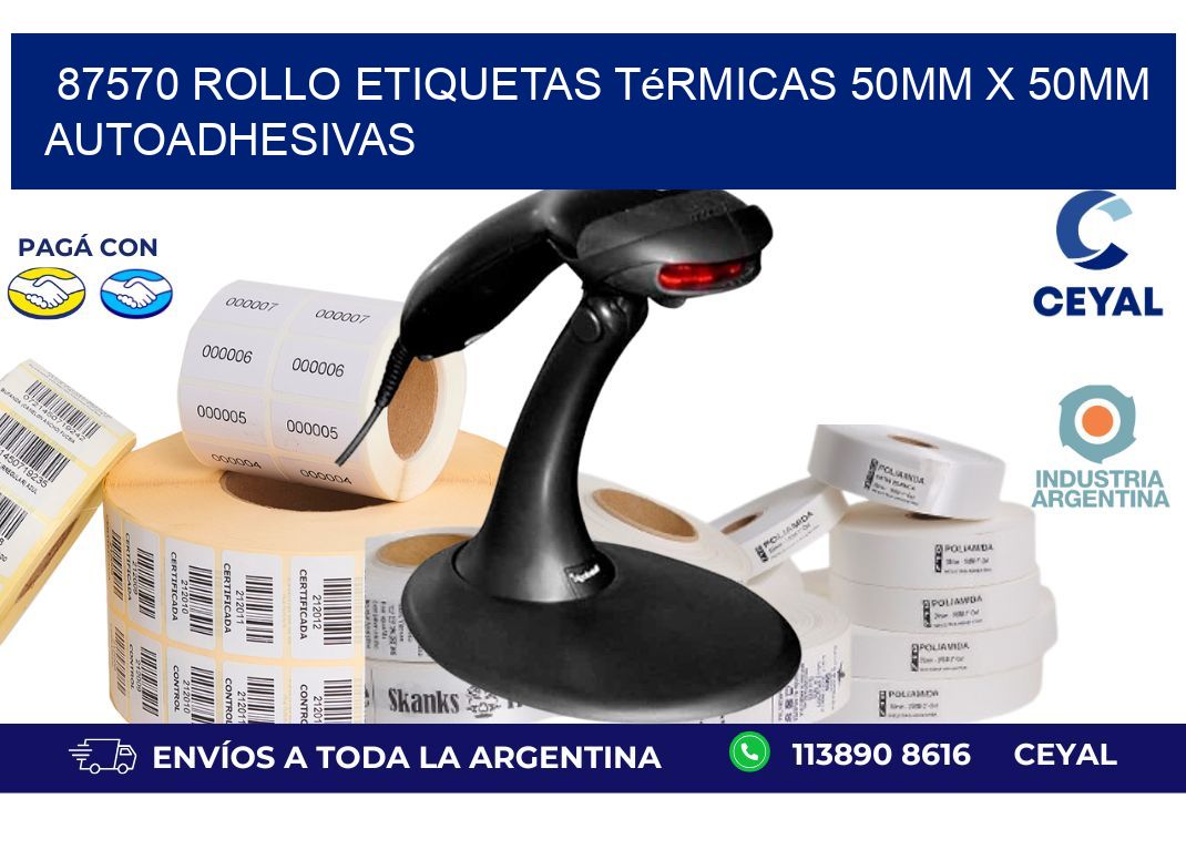 87570 Rollo Etiquetas Térmicas 50mm X 50mm Autoadhesivas