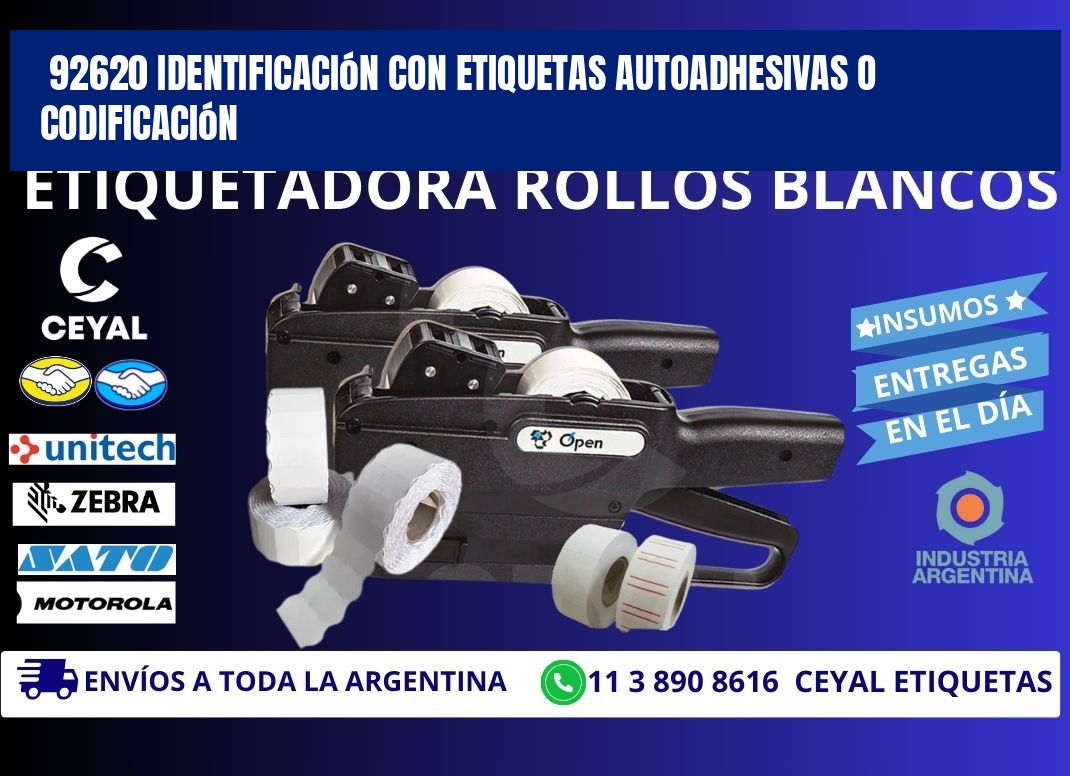 92620 identificación con etiquetas autoadhesivas o codificación