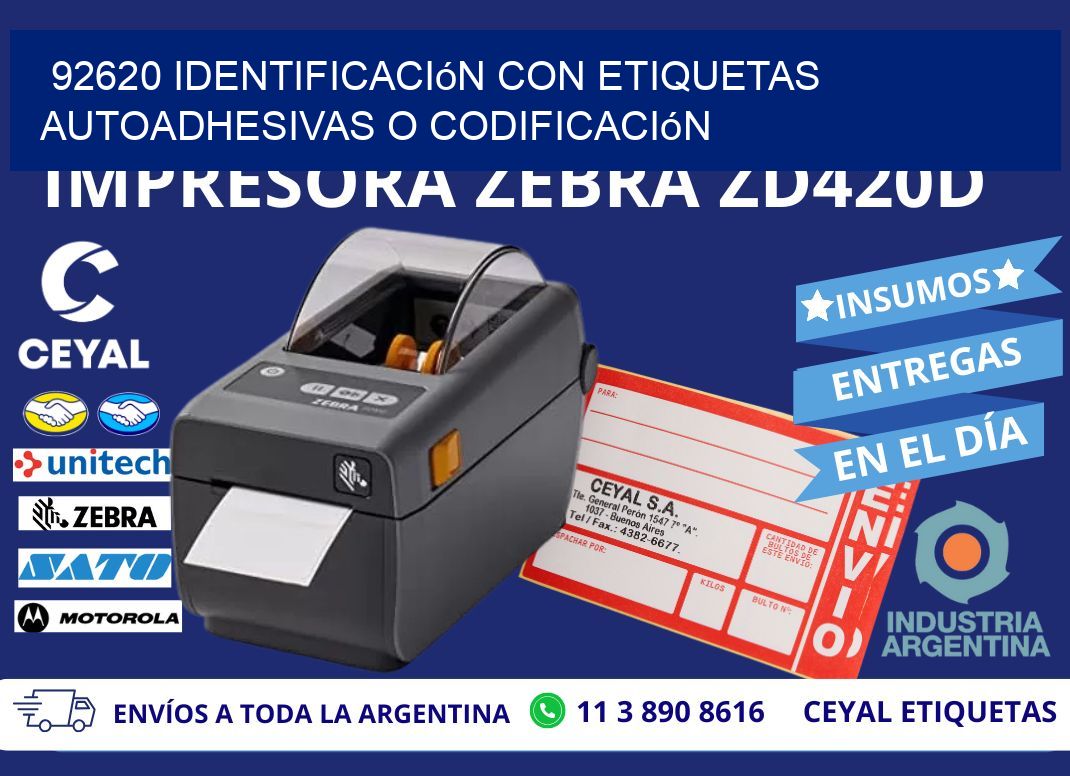 92620 identificación con etiquetas autoadhesivas o codificación