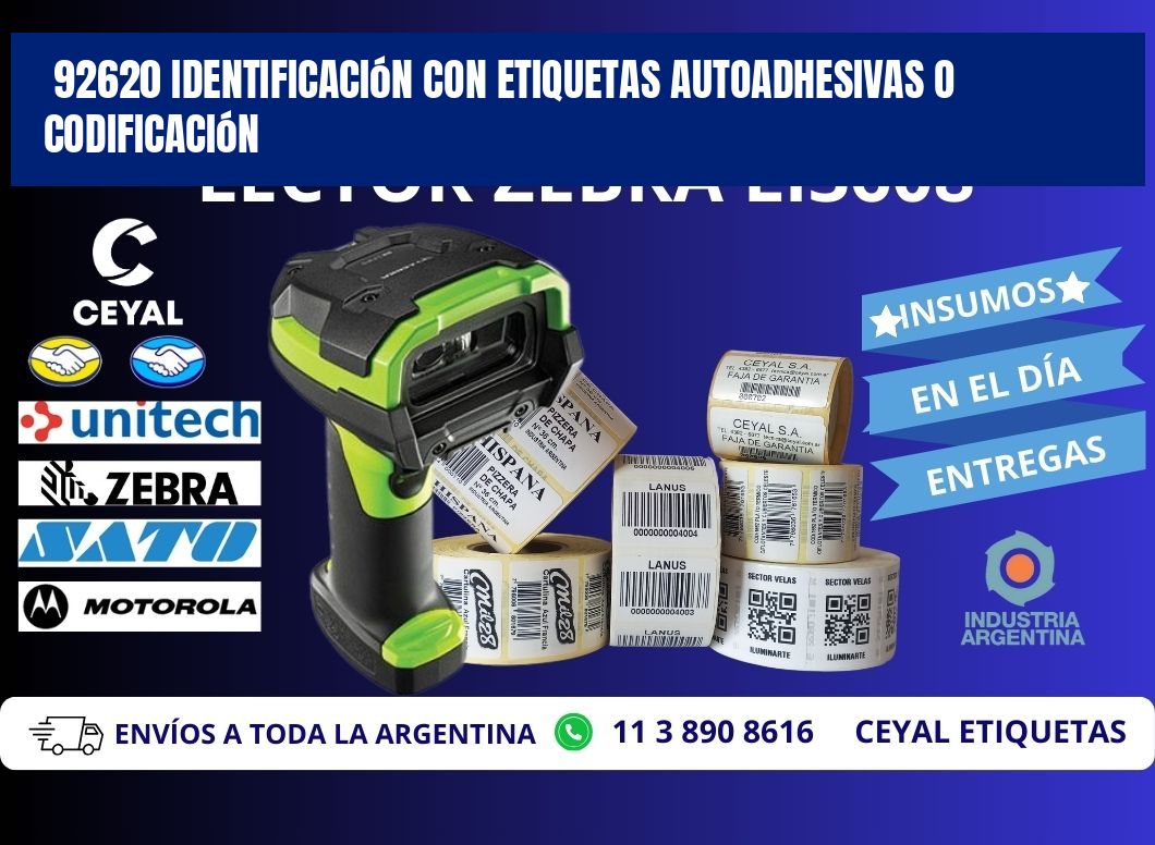 92620 identificación con etiquetas autoadhesivas o codificación