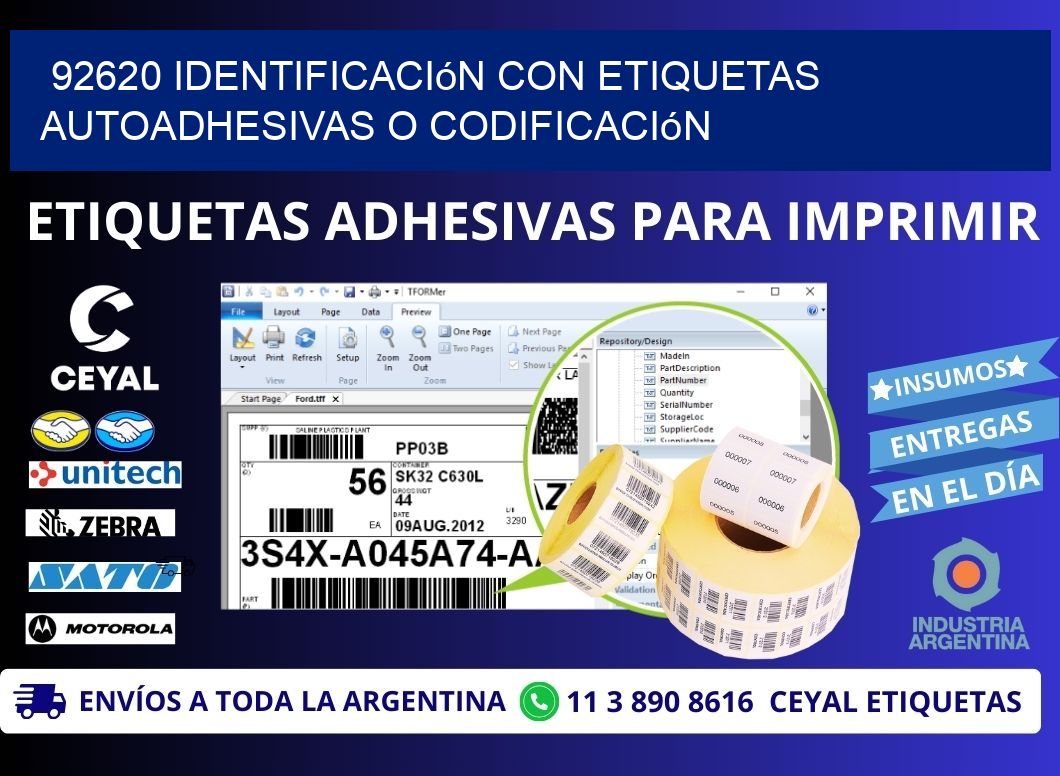 92620 identificación con etiquetas autoadhesivas o codificación