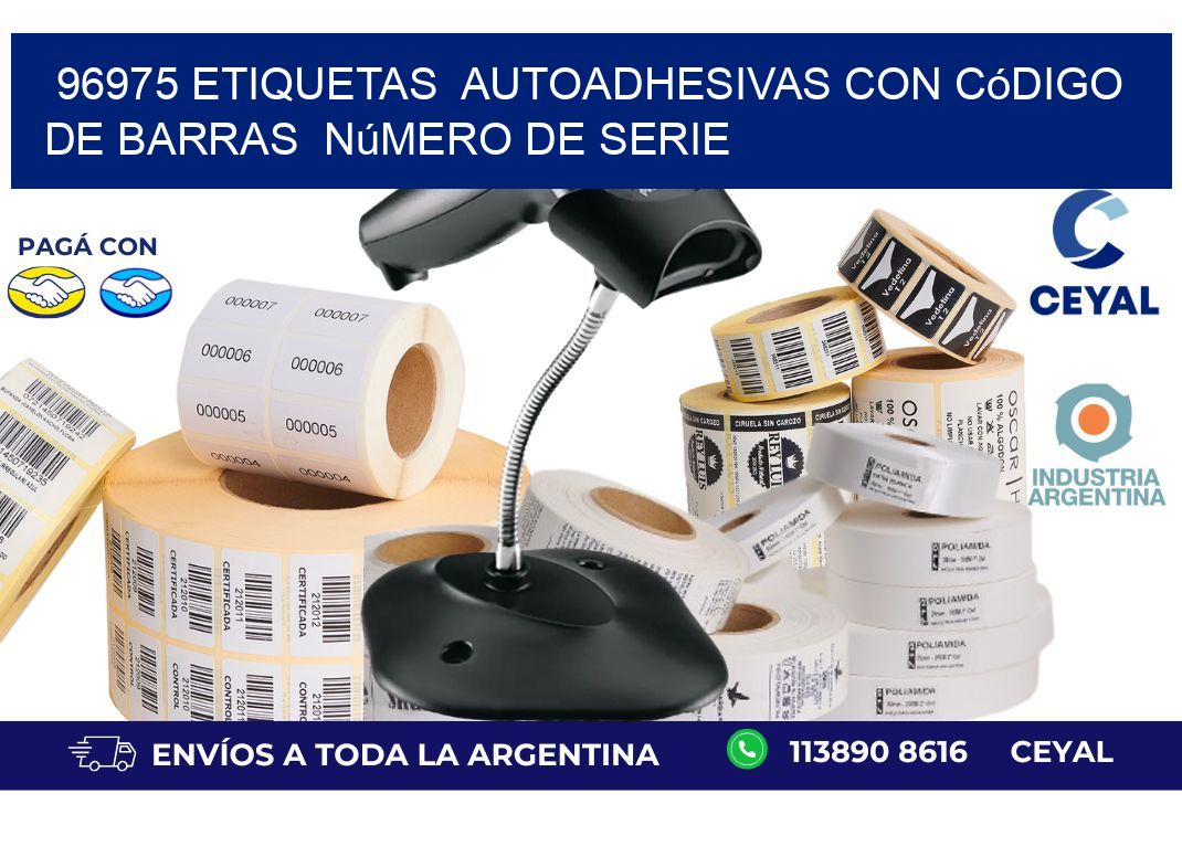96975 etiquetas autoadhesivas con código de barras número de serie