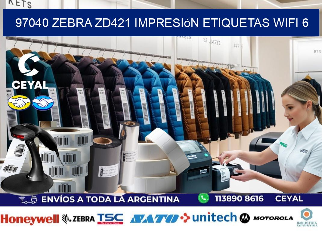 97040 Zebra ZD421 impresión etiquetas WiFi 6