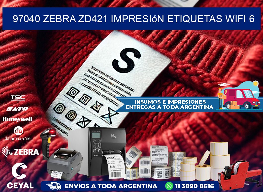 97040 Zebra ZD421 impresión etiquetas WiFi 6