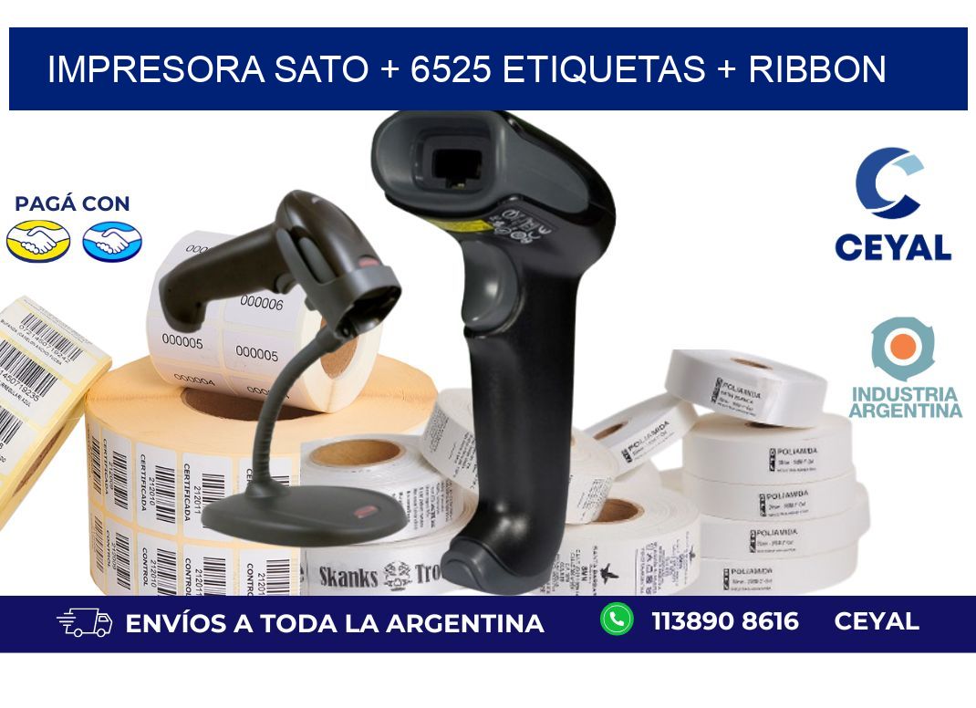 impresora SATO + 6525 etiquetas + ribbon