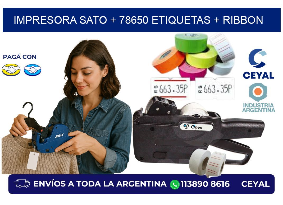 impresora SATO + 78650 etiquetas + ribbon