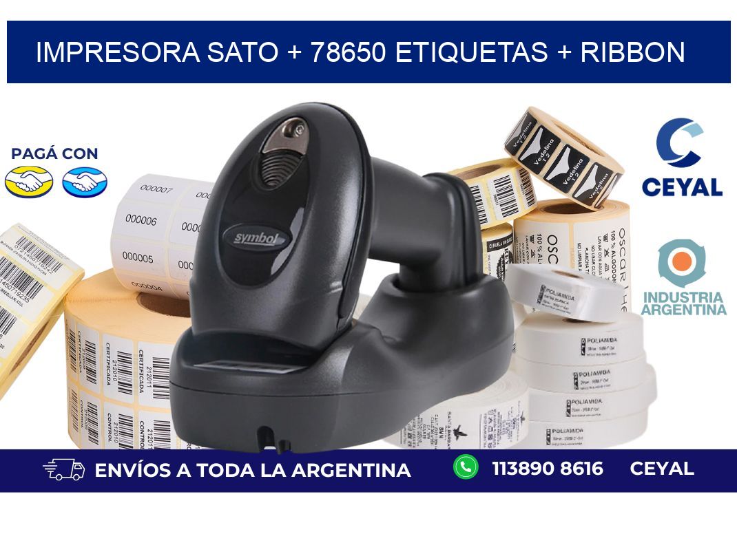 impresora SATO + 78650 etiquetas + ribbon