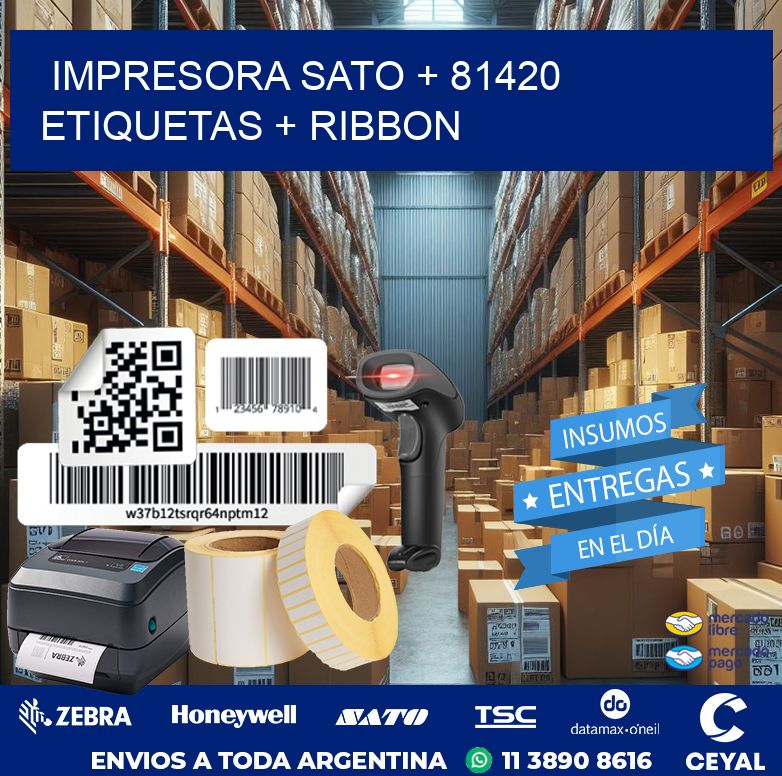 impresora SATO + 81420 etiquetas + ribbon