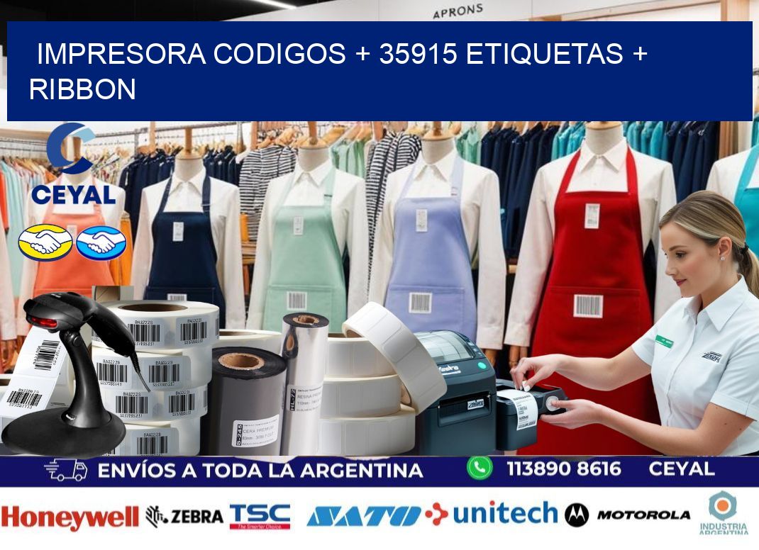 impresora codigos + 35915 etiquetas + ribbon