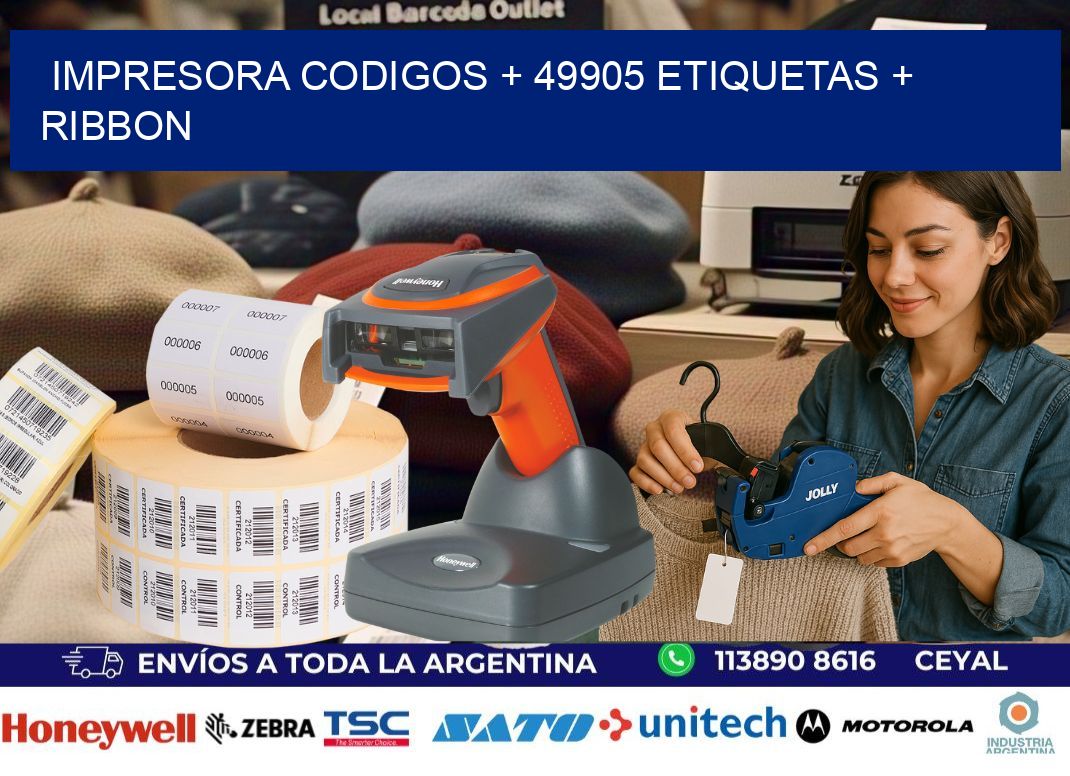impresora codigos + 49905 etiquetas + ribbon
