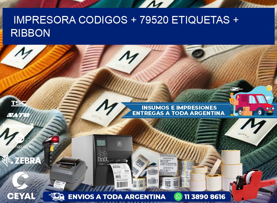 impresora codigos + 79520 etiquetas + ribbon