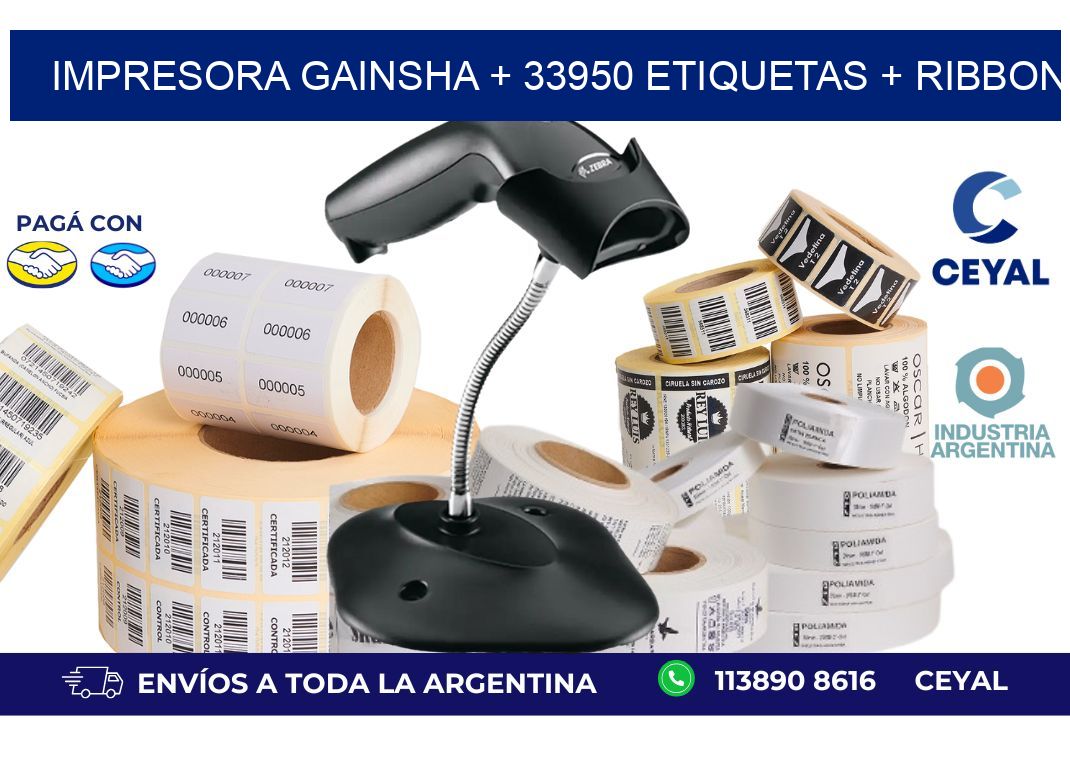 impresora gainsha + 33950 etiquetas + ribbon