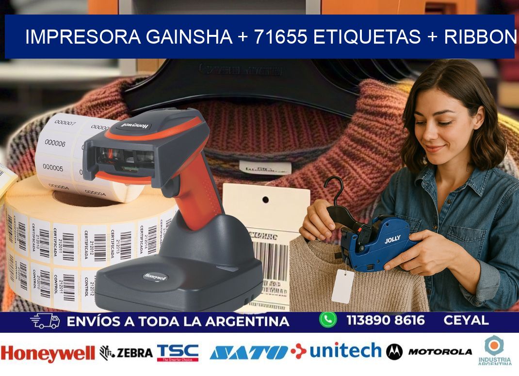impresora gainsha + 71655 etiquetas + ribbon
