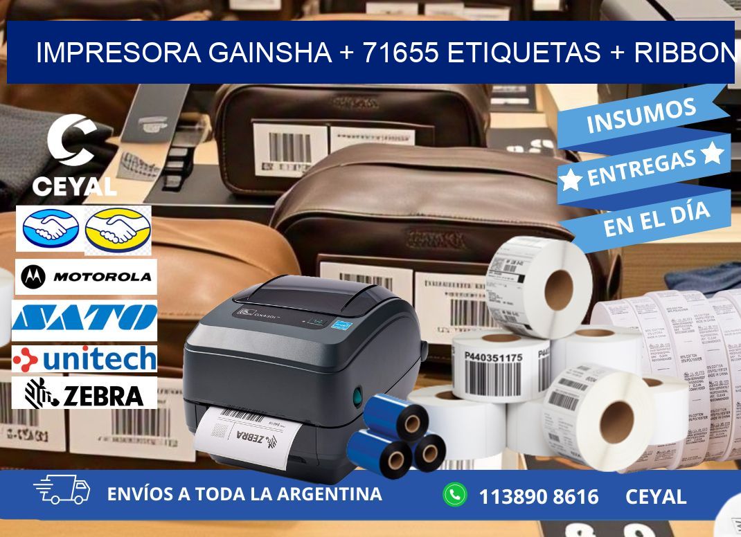 impresora gainsha + 71655 etiquetas + ribbon
