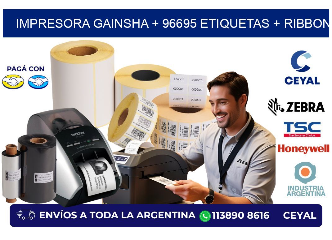impresora gainsha + 96695 etiquetas + ribbon