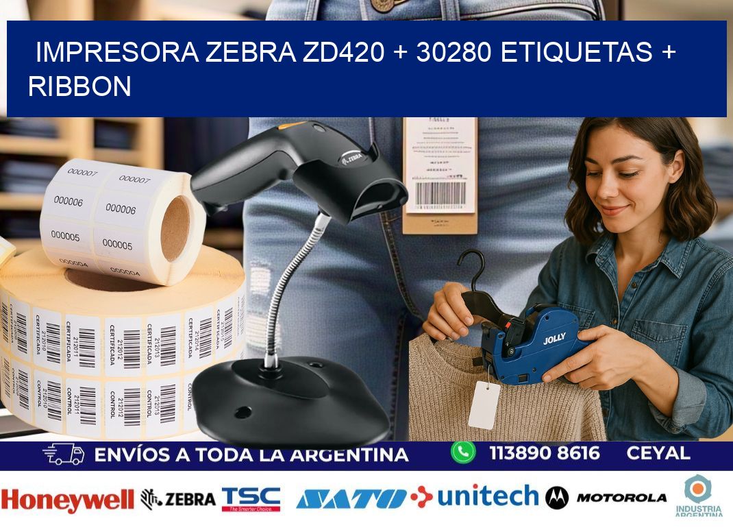 impresora zebra zd420 + 30280 etiquetas + ribbon