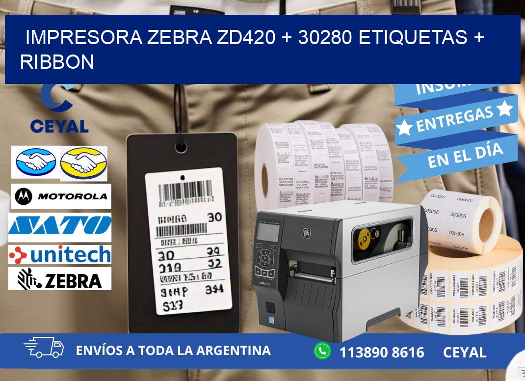 impresora zebra zd420 + 30280 etiquetas + ribbon