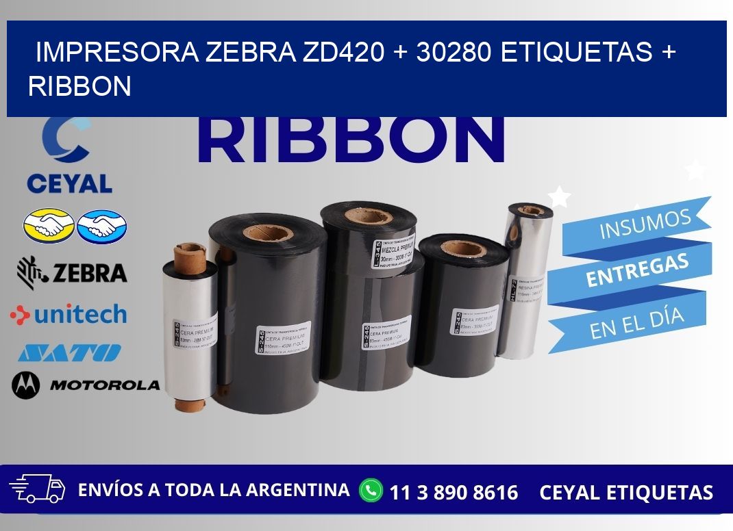 impresora zebra zd420 + 30280 etiquetas + ribbon