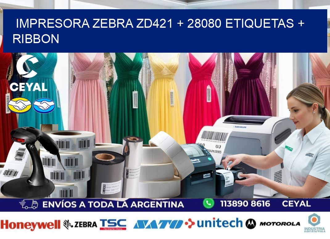 impresora zebra zd421 + 28080 etiquetas + ribbon