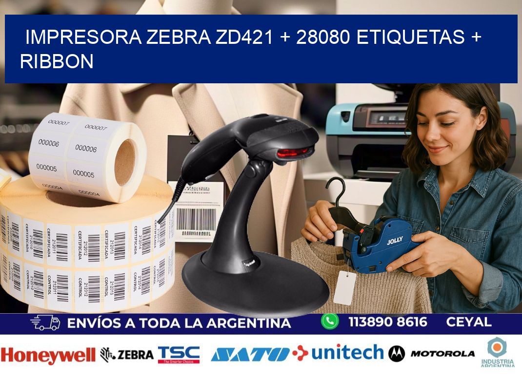 impresora zebra zd421 + 28080 etiquetas + ribbon