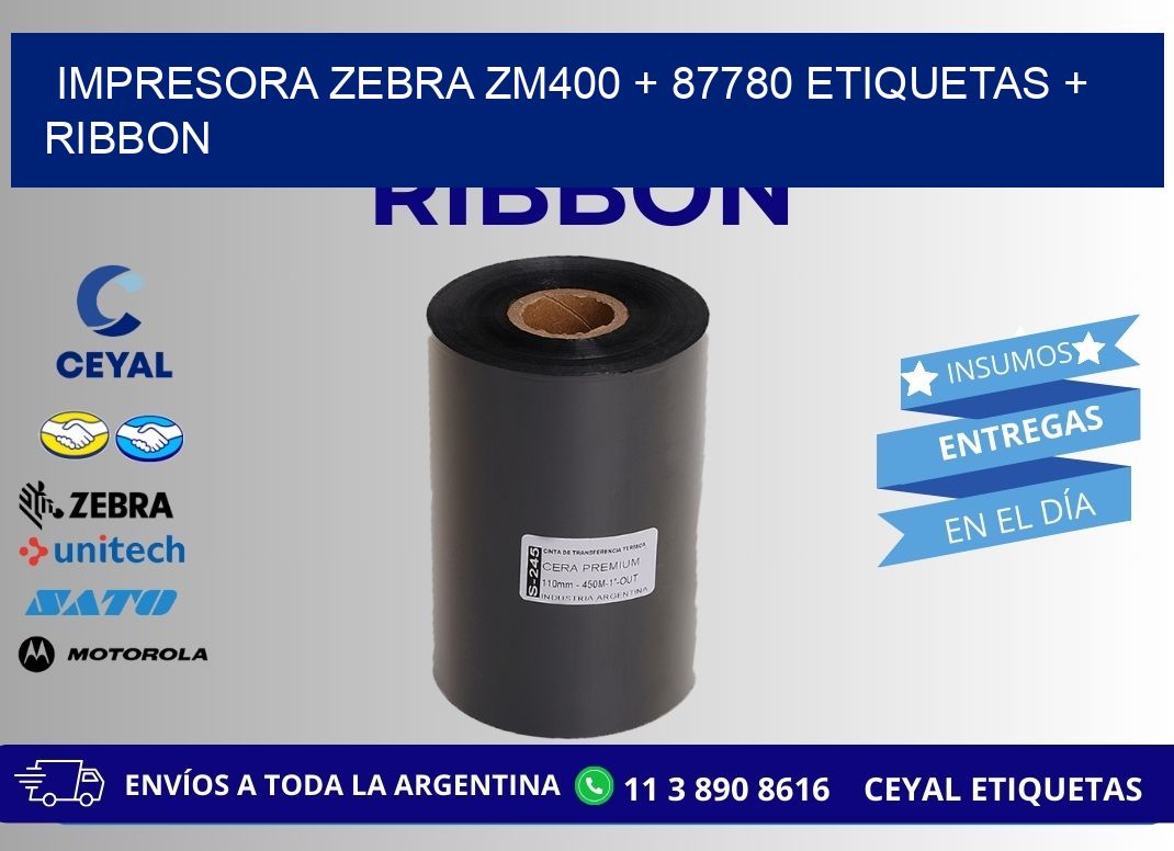impresora zebra zm400 + 87780 etiquetas + ribbon