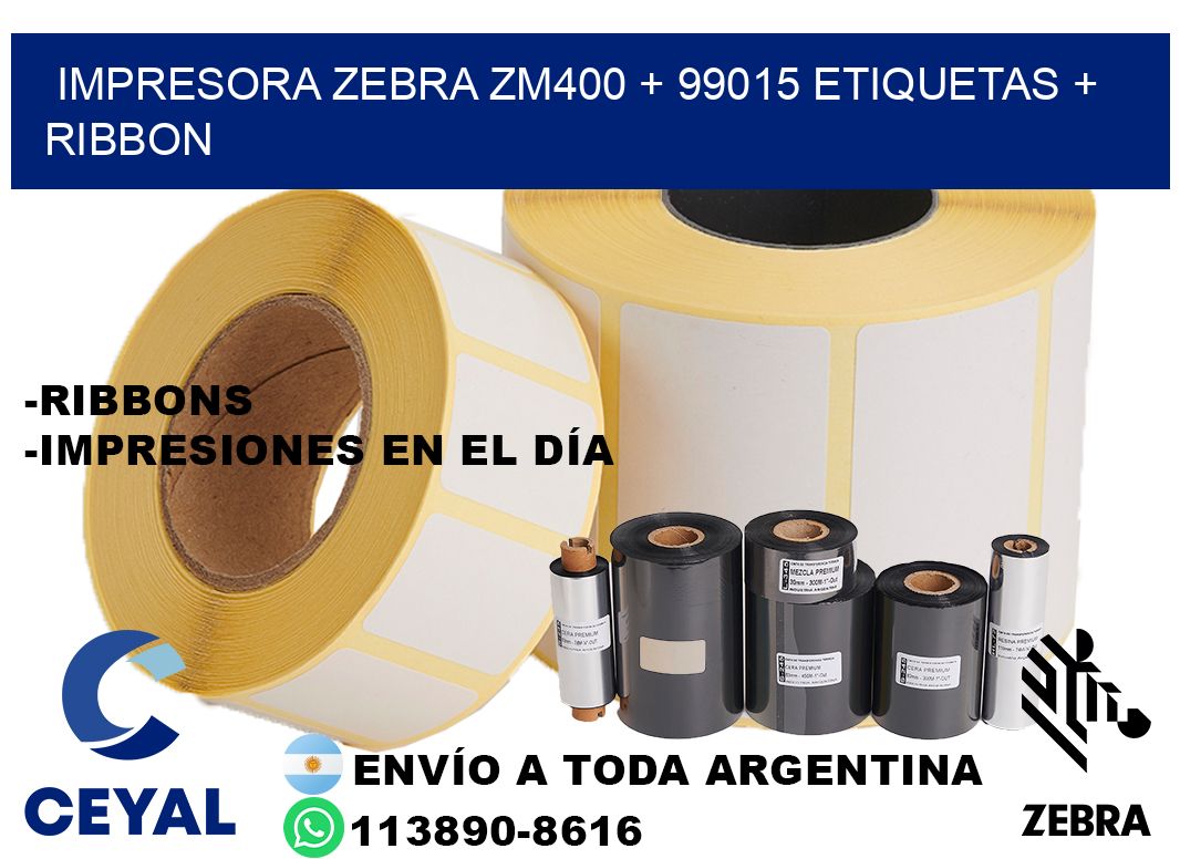 impresora zebra zm400 + 99015 etiquetas + ribbon