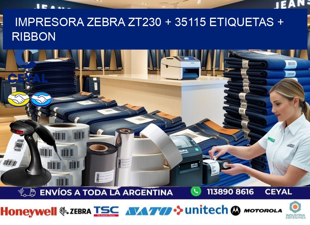 impresora zebra zt230 + 35115 etiquetas + ribbon