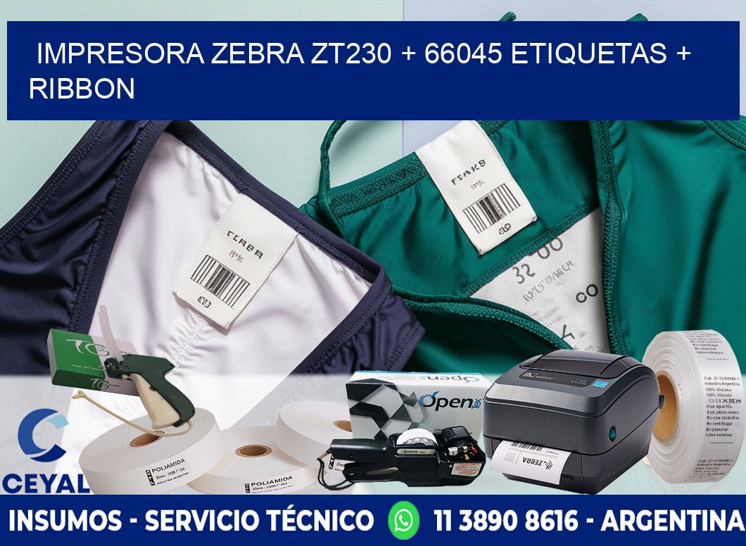 impresora zebra zt230 + 66045 etiquetas + ribbon