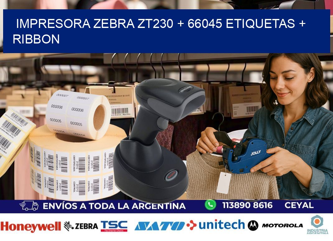 impresora zebra zt230 + 66045 etiquetas + ribbon