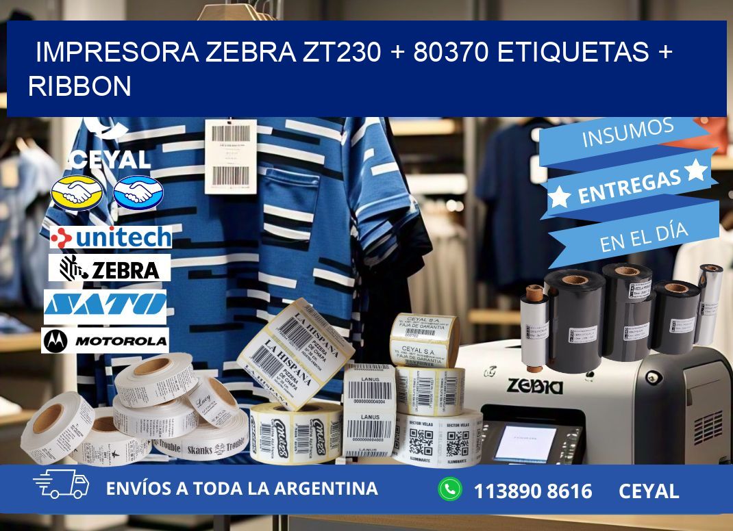 impresora zebra zt230 + 80370 etiquetas + ribbon