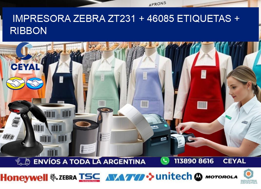 impresora zebra zt231 + 46085 etiquetas + ribbon