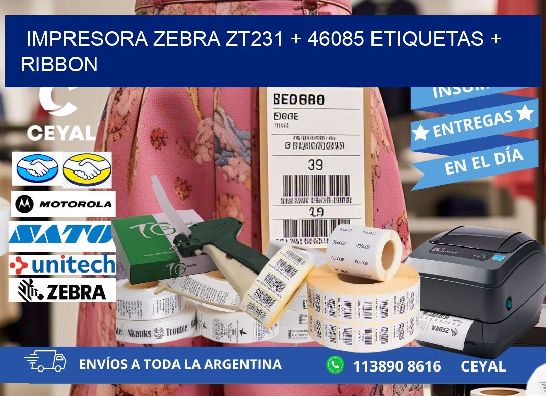 impresora zebra zt231 + 46085 etiquetas + ribbon