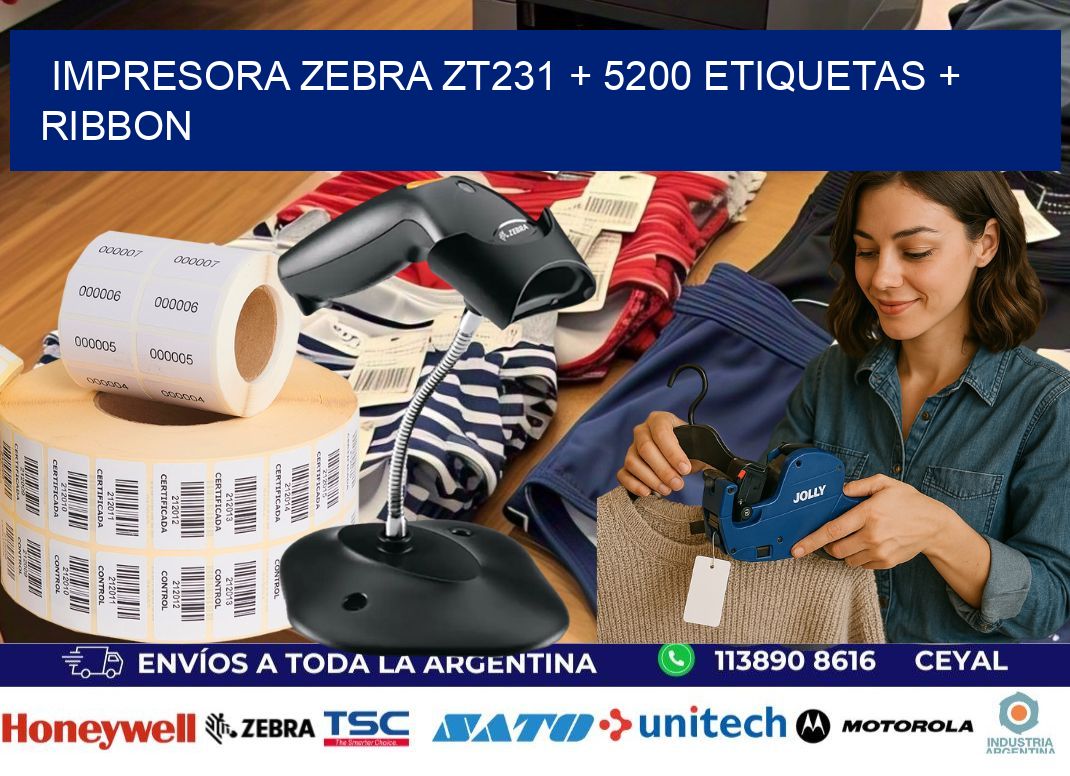 impresora zebra zt231 + 5200 etiquetas + ribbon