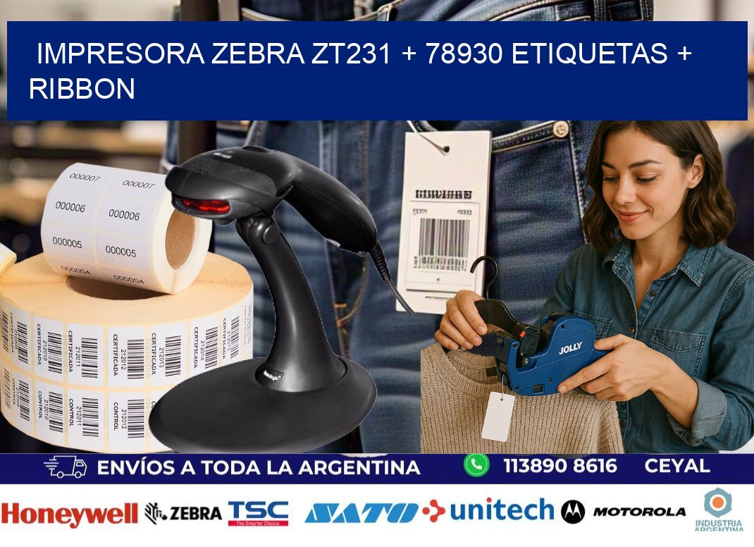 impresora zebra zt231 + 78930 etiquetas + ribbon