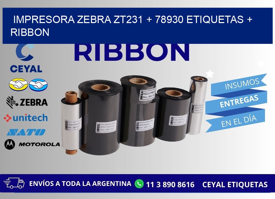 impresora zebra zt231 + 78930 etiquetas + ribbon