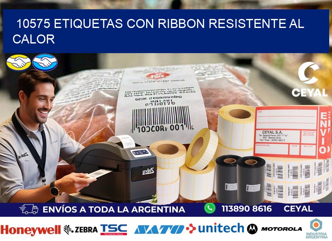10575 etiquetas con ribbon resistente al calor