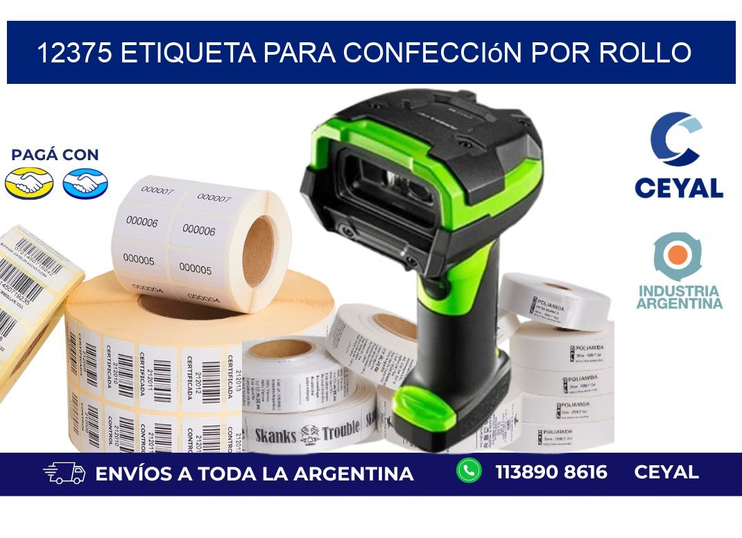12375 etiqueta para confección por rollo