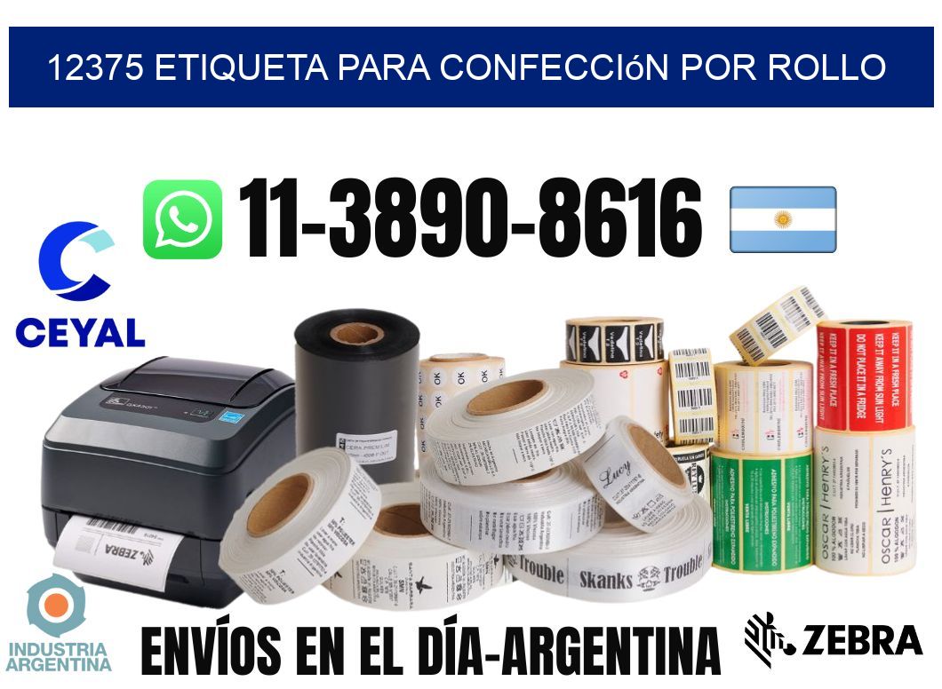 12375 etiqueta para confección por rollo