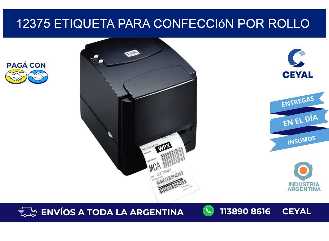 12375 etiqueta para confección por rollo