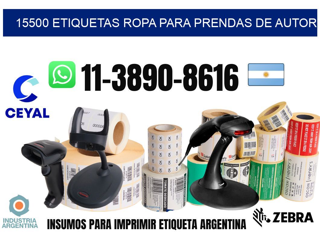15500 Etiquetas ropa para prendas de autor