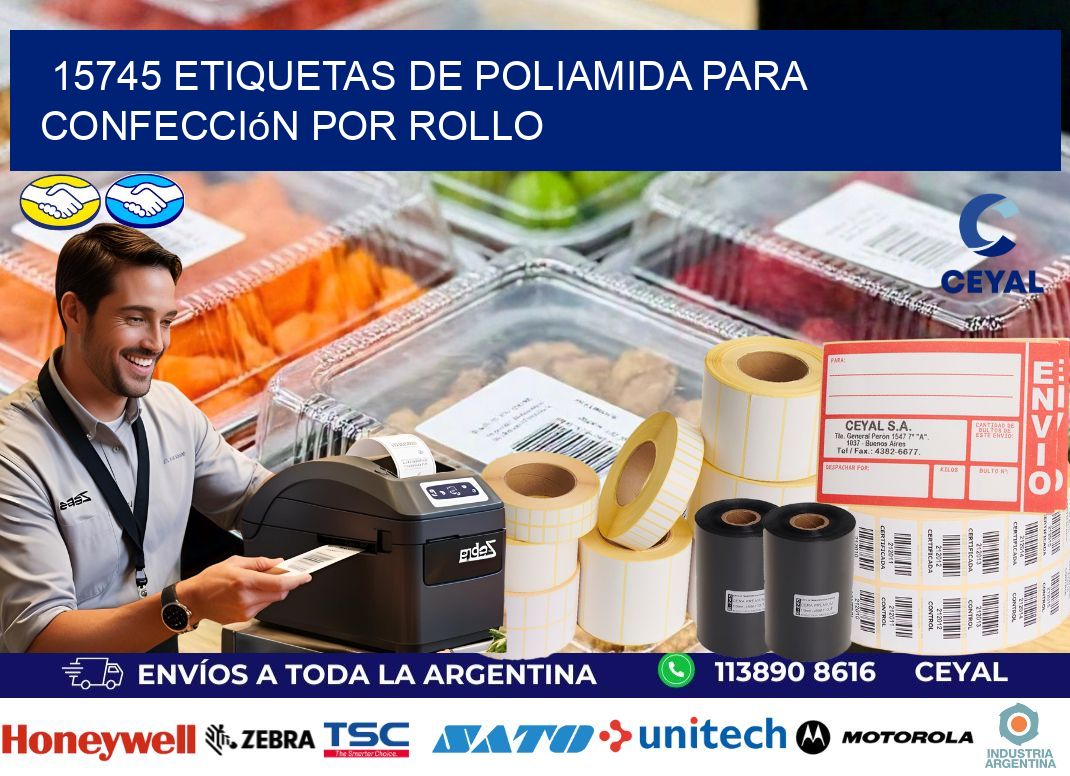 15745 etiquetas de poliamida para confección por rollo