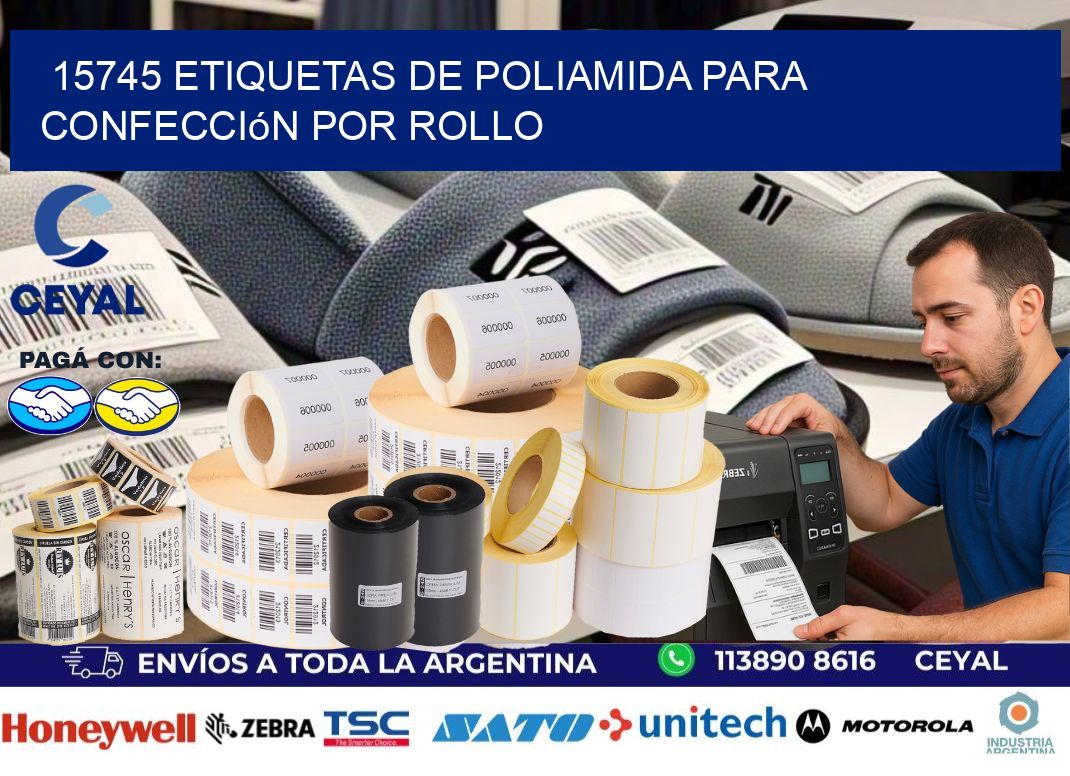 15745 etiquetas de poliamida para confección por rollo