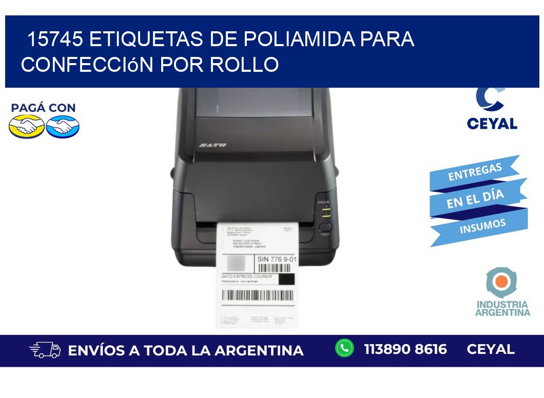 15745 etiquetas de poliamida para confección por rollo