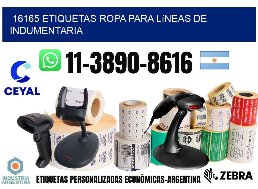16165 Etiquetas ropa para líneas de indumentaria