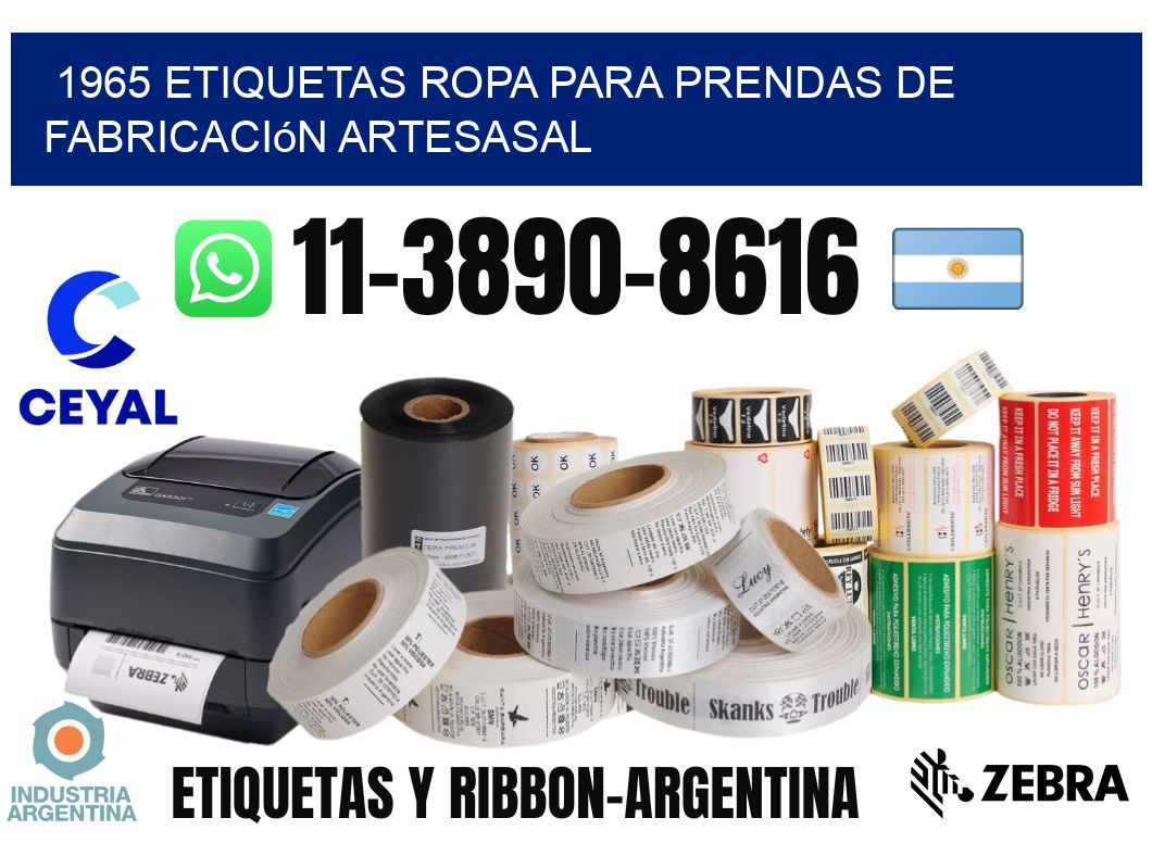 1965 Etiquetas ropa para prendas de fabricación artesasal
