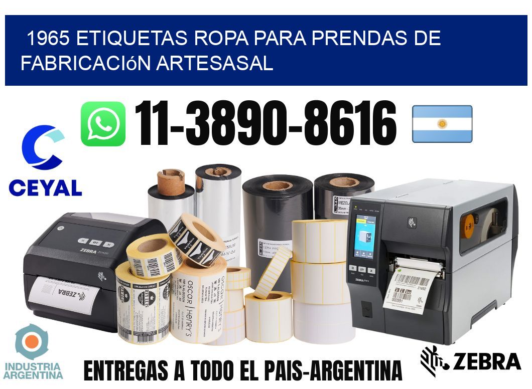 1965 Etiquetas ropa para prendas de fabricación artesasal