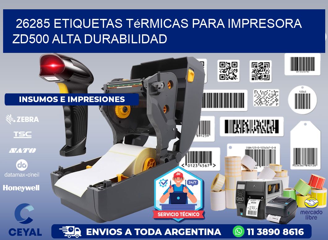 26285 etiquetas térmicas para impresora zd500 alta durabilidad