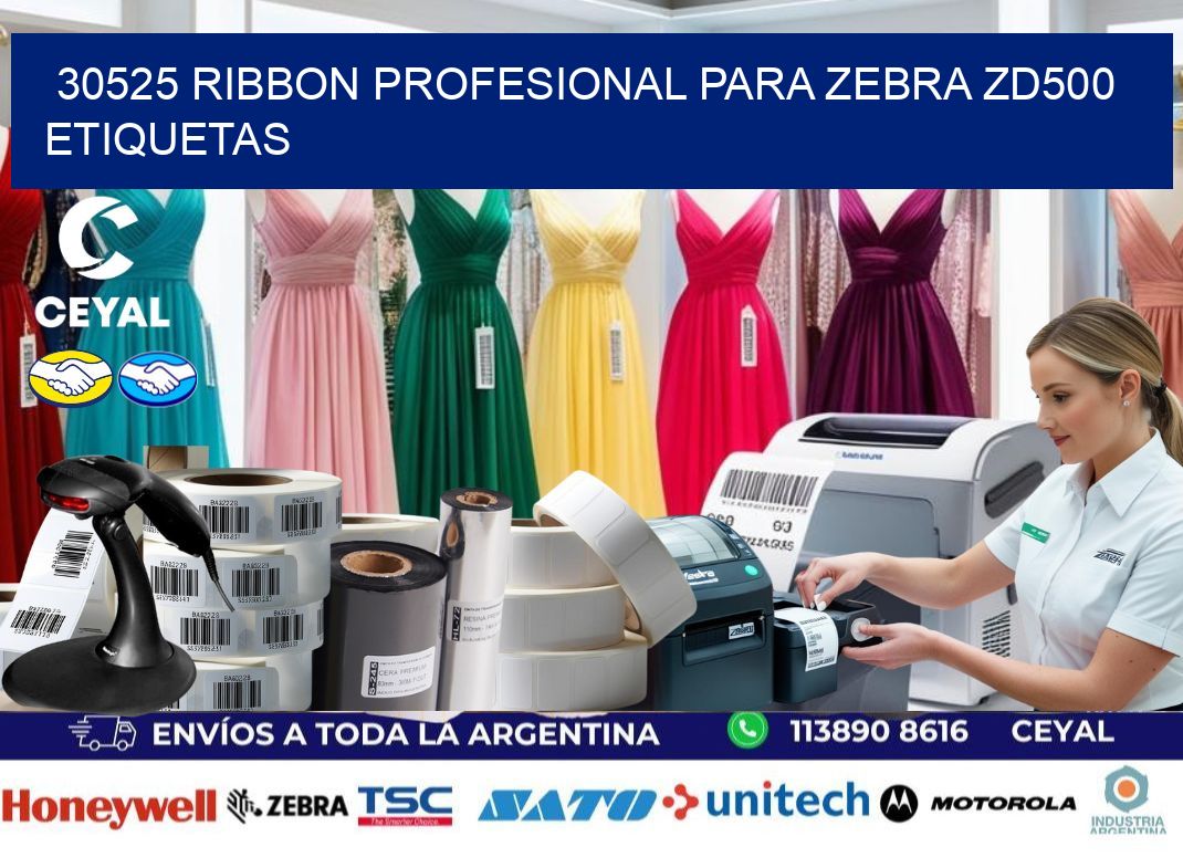 30525 ribbon profesional para zebra zd500 etiquetas